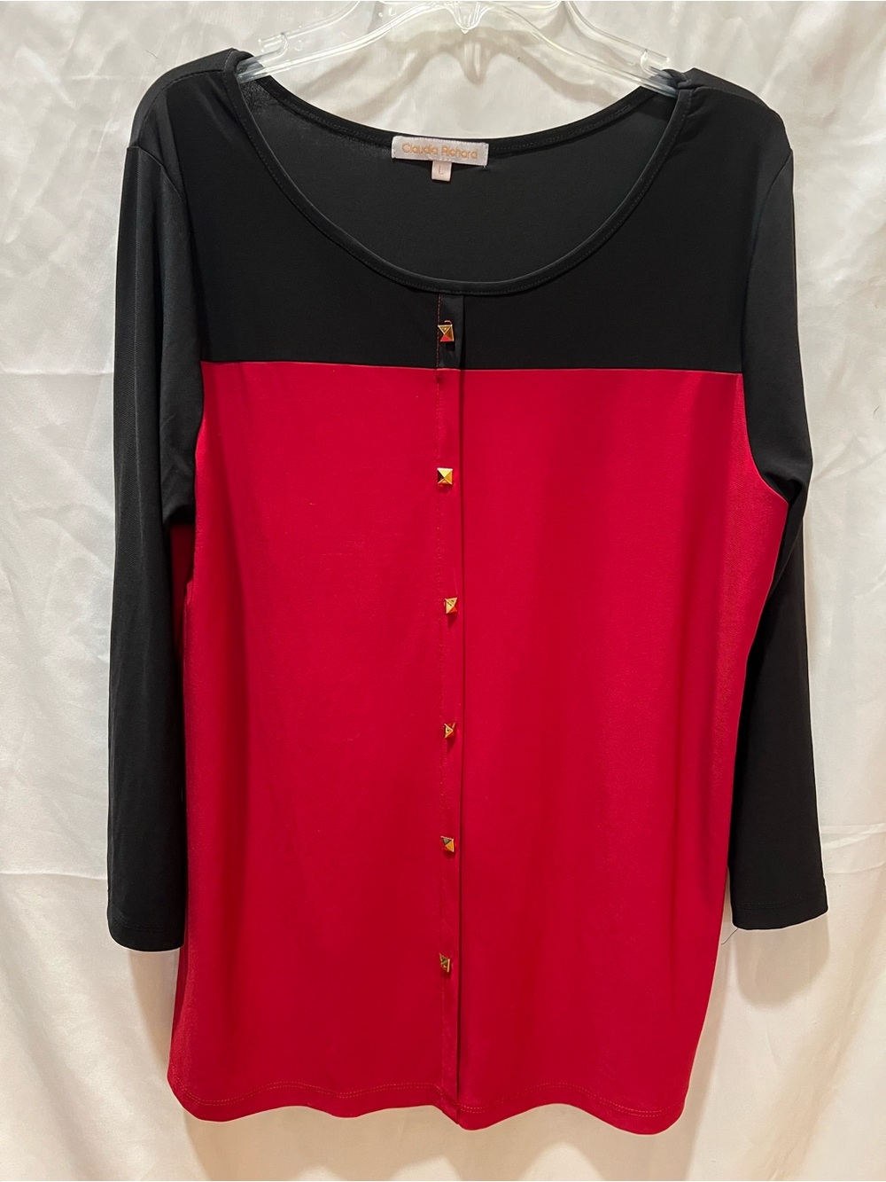 Claudia Richard Black Top with Red Accent